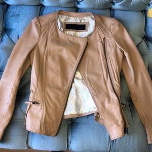 Leather beige peplum jacket Zara